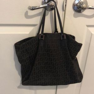 100% Authentic Fendi Shopper Tote Brown Logo
